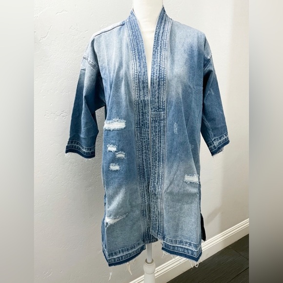 Free People x Sandrine Rose Denim Kimono New NWOT - Picture 7 of 12